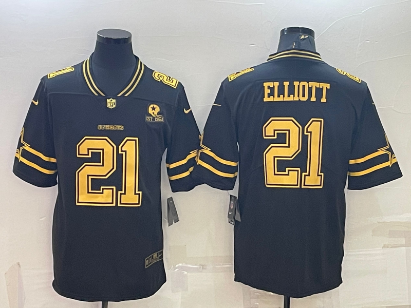 Men's Dallas Cowboys Ezekiel Elliott #21 Black Color Rush Legend Jersey